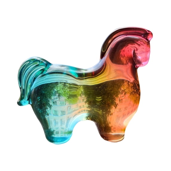 Purowzwe Handcrafted Red Glass Horse Figurine, Crystal Horse Statue Animal Sculpture for Home Decor, Feng Shui Office Desk, Unique Valentine‘s Day & Birthday Gift for Her
