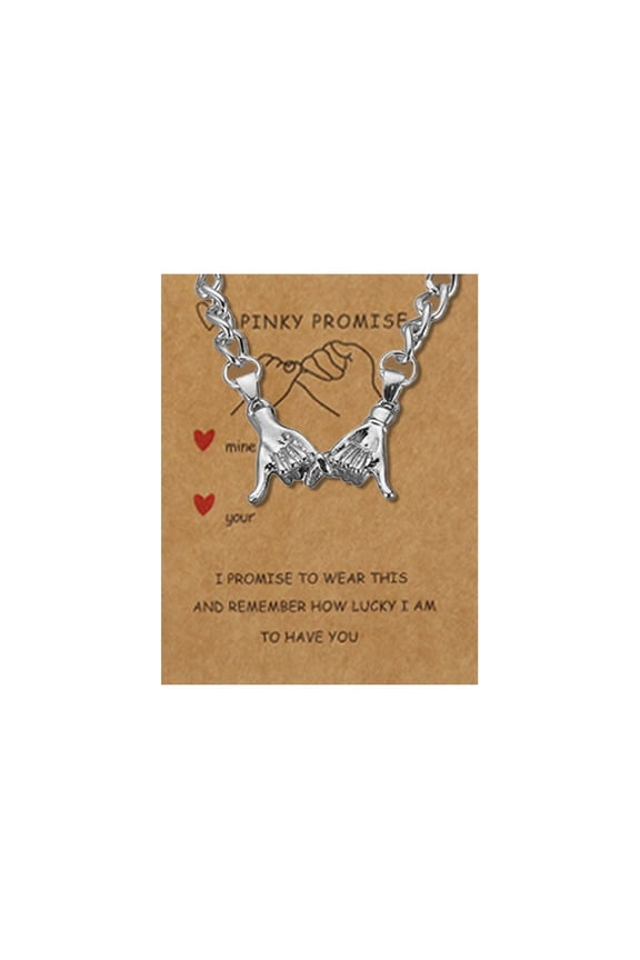 Purowzwe Pinkie Promise Matching Couples Keychain - Silver & Silver Color Valentine's Gift for Boyfriend Girlfriend Long Distance Relationship