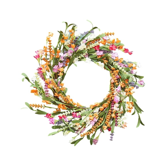 Purowzwe Year Round Decorative Wreath, 24 Inch Pink Floral Grapevine Wreath, 15.74 Inch Farmhouse Style Wreath for Front Door, Valentine's & Spring