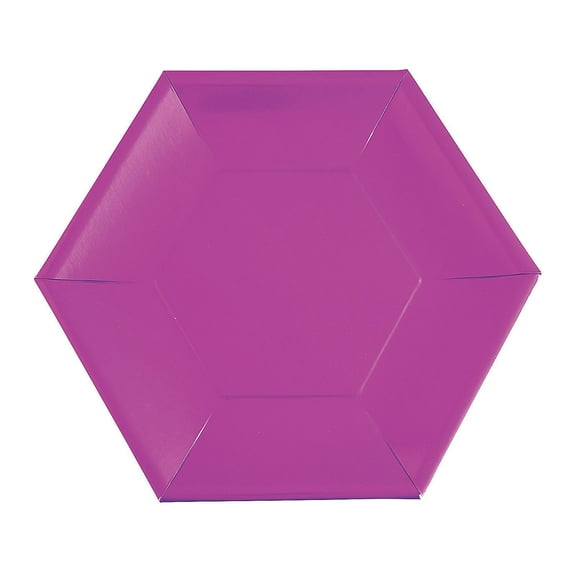 Purp Metallic Hexagon Din Plate - Party Supplies - 24 Pieces