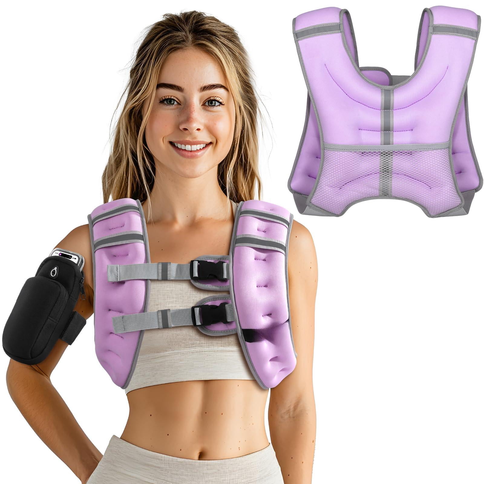 Purple 10 lb Weighted Vest for Workout Running Walking