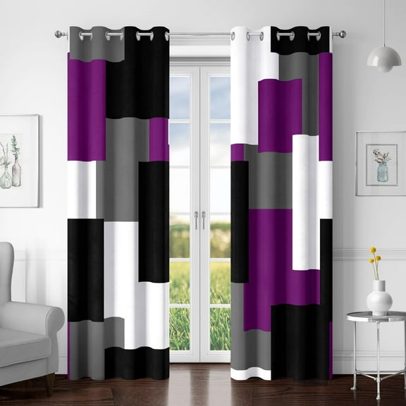 Purple 100% Blackout Curtains for Bedroom, Insulated Room Darkening Window Drapes for Living Room 53"W x 96"L (Pack of 2)