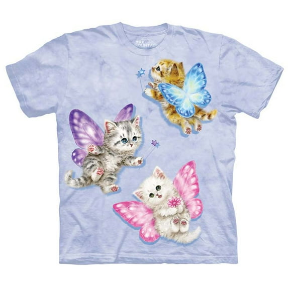 Purple 100% Cotton Butterfly Kitten Fairies T-Shirt