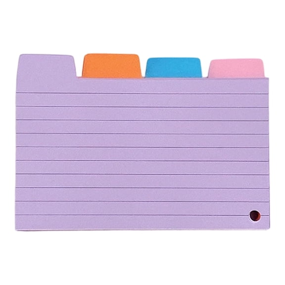 Purple 100-Pack Ruled Index Cards with Tabs, 13x9cm, Thick Paper for Categorized Note-Taking (1 set)