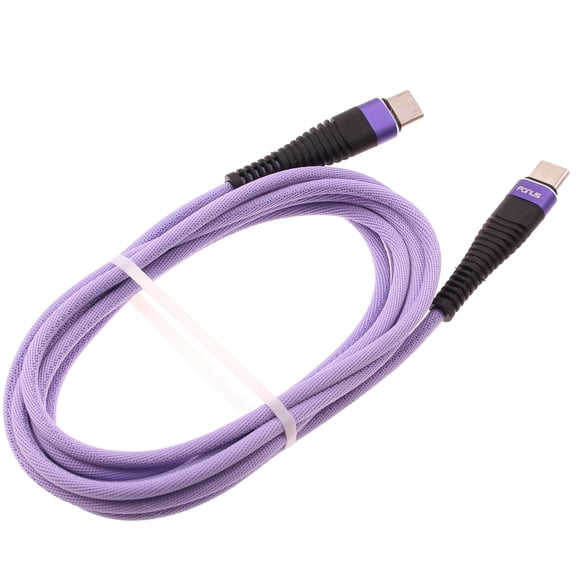 Purple 10ft PD Cable Type-C to USB-C for Samsung Galaxy S25/Edge/Plus/Ultra - Fast Charger Cord Extra Long Power Wire Sync Braided