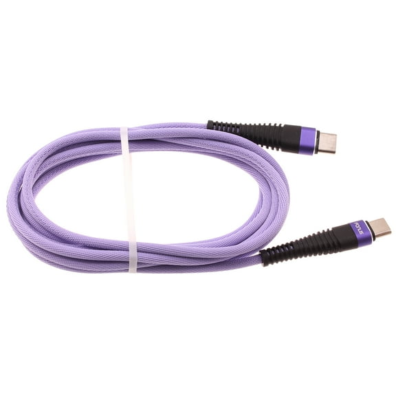 Purple 10ft PD Cable for TCL 50 LE/XE 5G/XL 5G/60/60R/K32 5G - Type-C to USB-C Fast Charger Cord Extra Long Power Wire Sync Braided