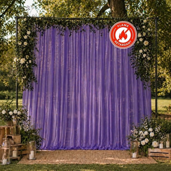 Purple 10x10 feet Chiffon Sheer Curtain Panel Backdrop Drape for Event Decorations