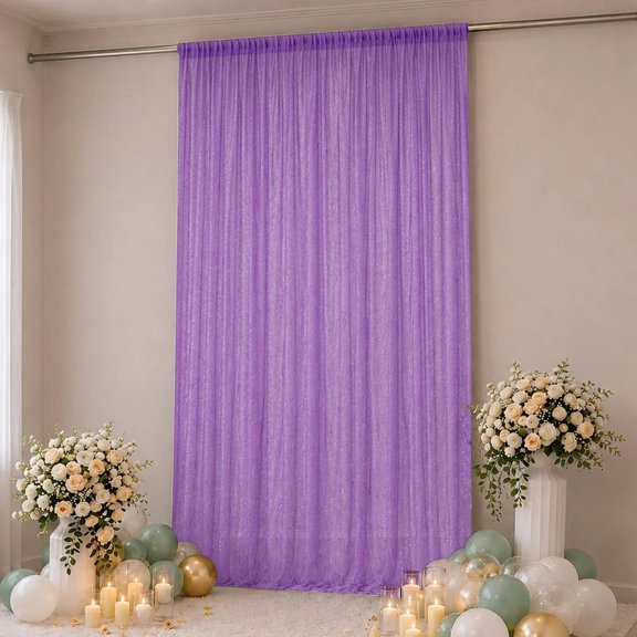 Purple 10x14 Feet Wedding Arch Drape Curtain Panel with Rod Pocket Event Backdrops