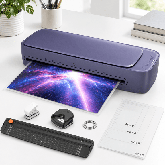 Purple 13-inch Thermal & Cold Laminator Machine with Laminating Sheets