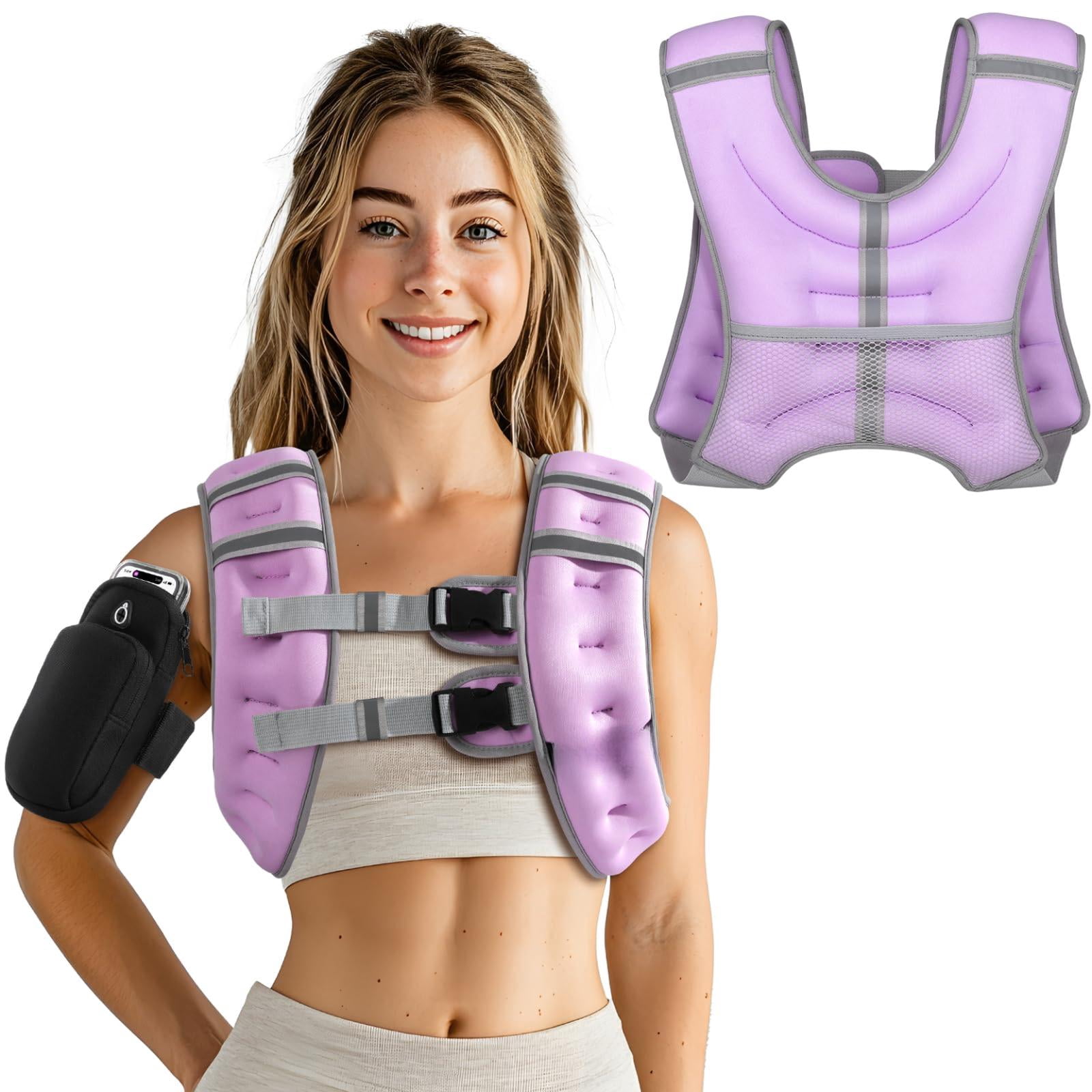 Purple 15 lb Weighted Vest for Workout Running Walking