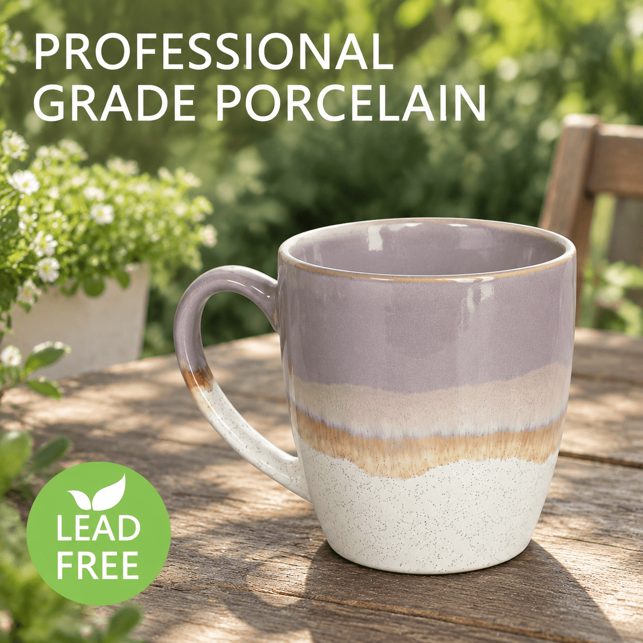 Purple 17 Oz Ceramic Coffee Mug Set Of 4, Big Handle Reactive Glaze ...