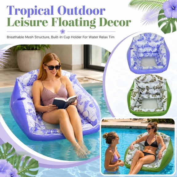 Purple 1Pc 34X33X22 in Inflatable Pool, Mesh Pool Float, Pool Float Lounger, Floating Chair for Pool, Lightweight Durable Water Lounge Rafts for Above Ground and In-Pool Use