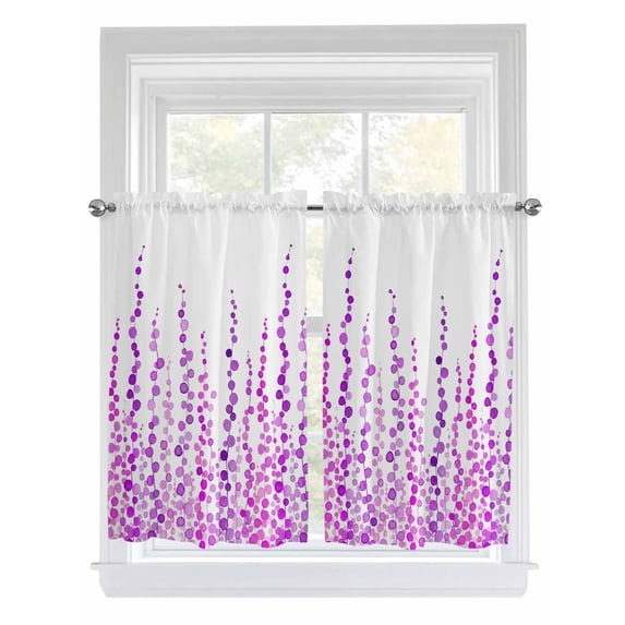 Purple 2 Panel Kitchen Curtains for Windows, Polka Dots Watercolor Abstract Art Bathroom Privacy Curtain, Home Décor Window Treatment for Bedroom/Living Room 55"x45"