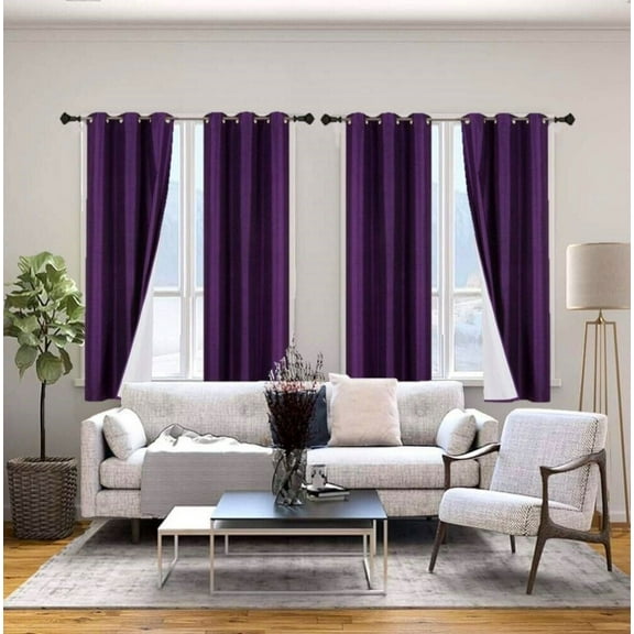 Purple 2-Piece Adam 100% Blackout Grommet-Top Curtain for large Window Door Room Décor 95" L