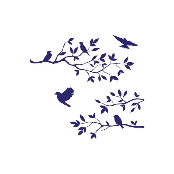 Purple 20" x 59" Burnish Birds & Blossoms Vinyl wall art Inspirational quotes and saying home decor decal sticker