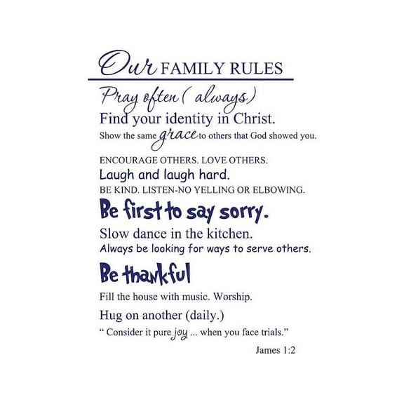 Purple 22" x 29" Our Family Rules... Vinyl wall art Inspirational quotes and saying home decor decal sticker