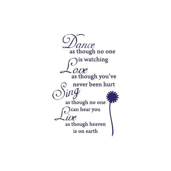 Purple 22" x 34" Dance Love Sing Live Wall Quotes Vinyl wall art Inspirational quotes and saying home decor decal sticker