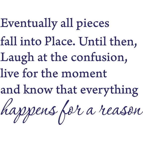 Purple 27" x 23" Eventually All Pieces Fall into Place Inspirational Quotes and Saying Vinyl Wall Art Home Decor Decal Sticker