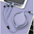 thumbnail image 1 of Purple 3 In 1 Fast Charging USB Data Cable 3A Type C 1.1m Data Line For Iphone /Samsung /Type-C Android Telescopic Data Cable, 1 of 3