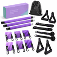 Pliates Kit Purple 3-Piece Pilates Bar Kit with Resistance Bands for Full-Body ...