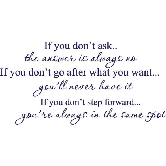 Purple 32" x 35" If you don't ask Vinyl wall art Inspirational quotes and saying home decor decal sticker