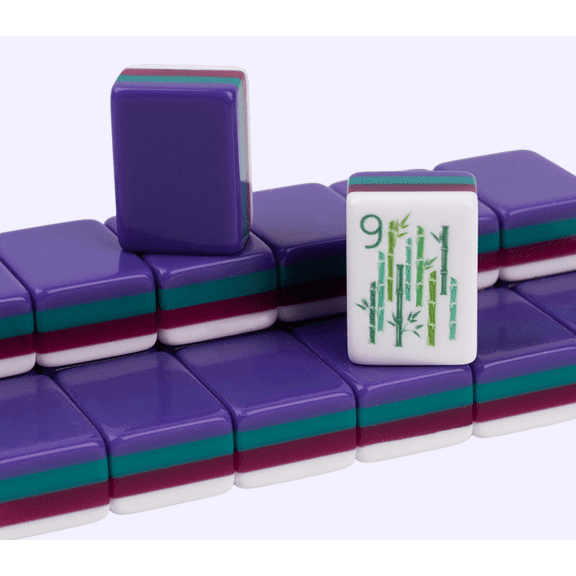 Purple 4-Layer Acrylic American Mahjong Tiles | Mini Hand-Rubbed Set with Western Fonts | Family Game Night Essential