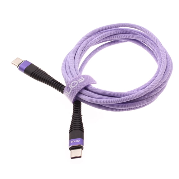 Purple 6ft PD Cable Type-C to USB-C for Samsung Galaxy A06/A16 5G/A26 5G/A36 5G/A56 5G - Long Charger Cord Power Wire Sync Braided Fast