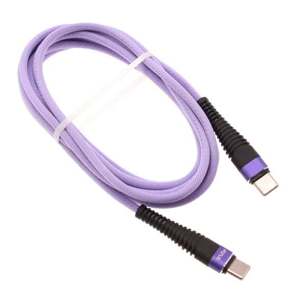 Purple 6ft PD Cable Type-C to USB-C for Samsung Galaxy A15 5G/A24/A25 5G/A34 5G/A35 5G/A54 5G/A55 5G - Long Charger Cord Power Wire Sync Braided Fast