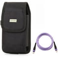 thumbnail image 1 of Purple 6ft PD Cable w Case Belt Clip for Samsung Galaxy S22 Ultra,S21,S21 Ultra,S21 Plus,Ultra S20 Plus,S20 Fan Edition - Type-C to USB-C Long Charger Cord Power, Swivel Holster Rugged, 1 of 11