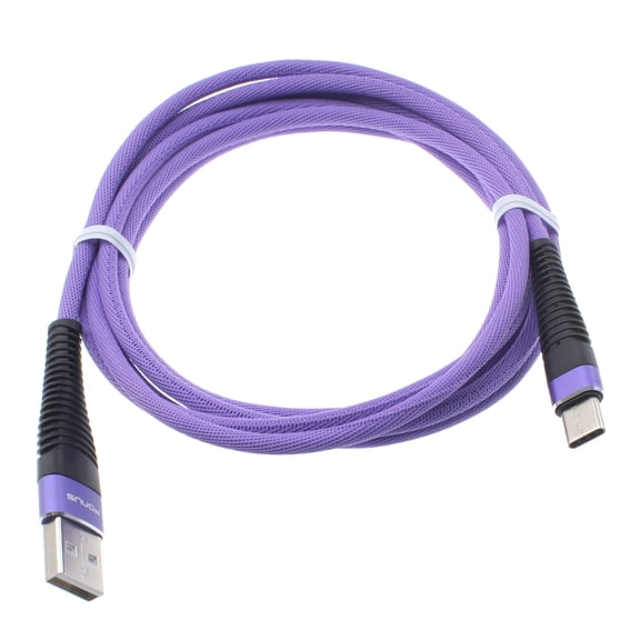 Purple 6ft USB Cable Type-C Charger Cord Power Wire Z4W for Motorola One, Moto Z4 Z3 Play Z2 Play Z Play Droid Force Droid X4, Revvlry Plus, G7 Power Play G6, Razr (2020) - Nokia 3.1, 7.1
