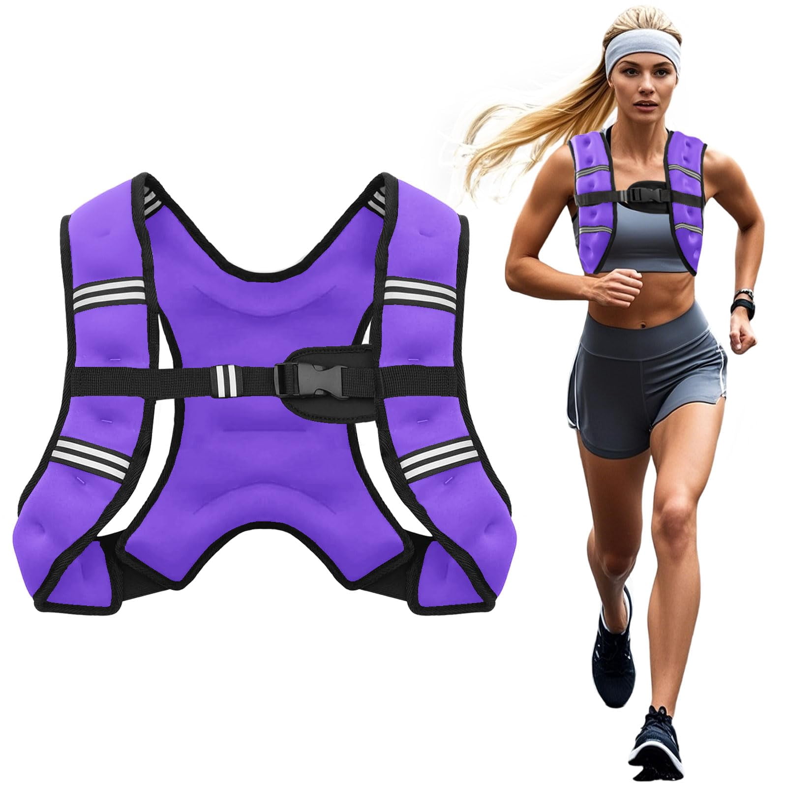 Purple 8 Lb Weighted Vest for Strength Running Workout Jogging Walking