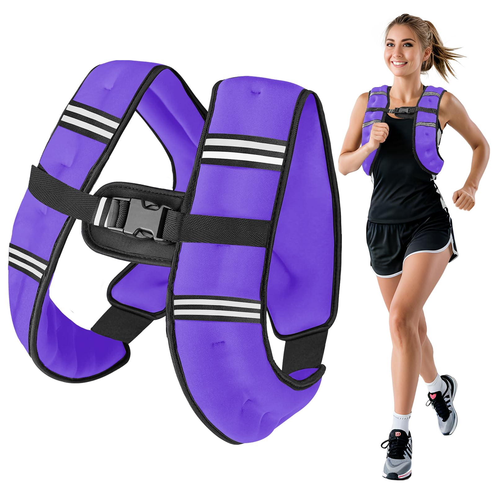 Purple 8 Lbs Weighted Vest for Walking Running Jogging Strength Training