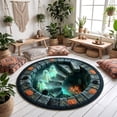thumbnail image 1 of Purple 80cm Round Quilted 3D Optical Illusion Rug Soft Floor Mat For Halloween Living Room Entryway Household Decor, 1 of 5
