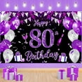 thumbnail image 1 of Purple 80th Birthday Decoration Banner for Women Large Black Purple Silver Happy 80th Birthday Banner Purple 80th Birthday Sign Backdrop Banner, 1 of 4