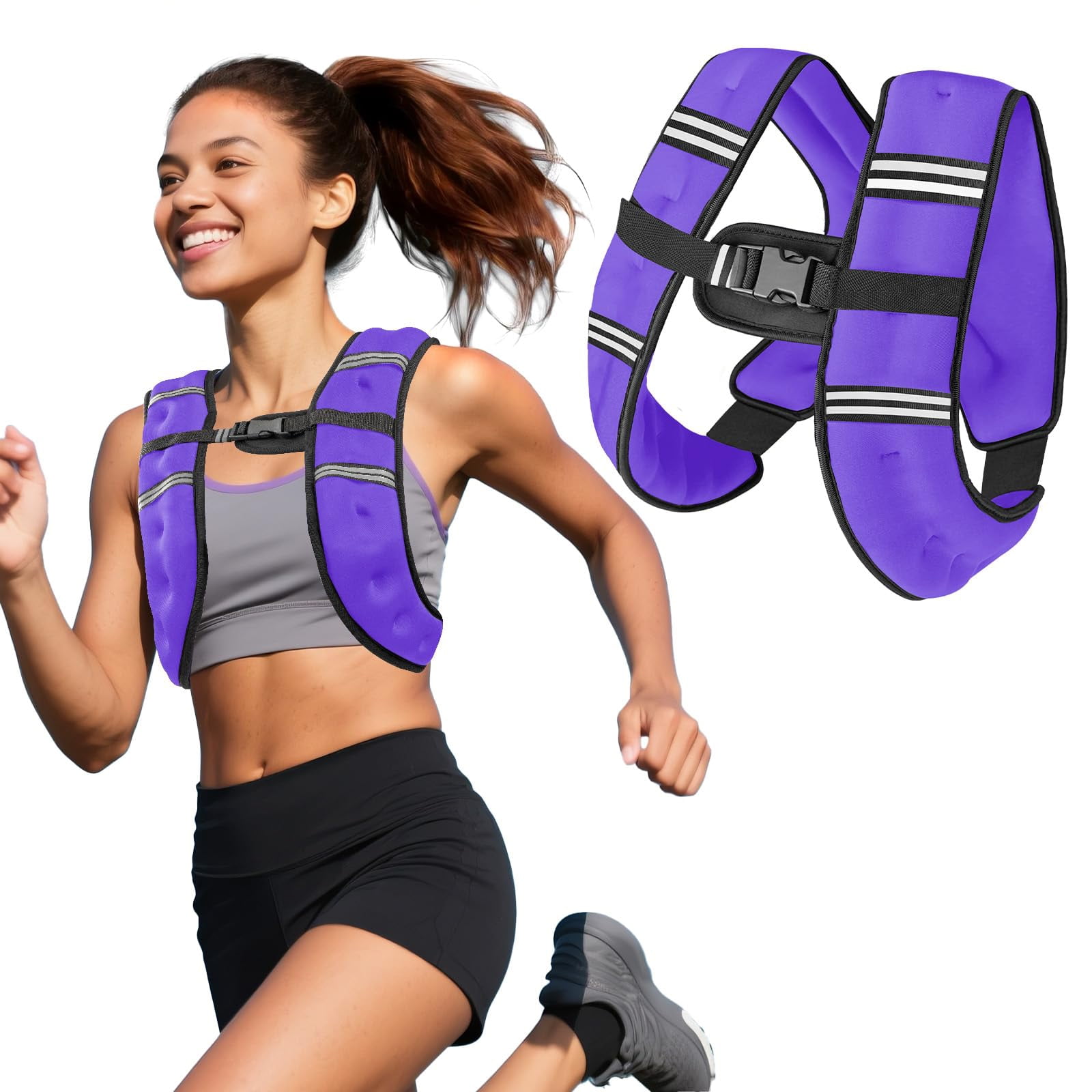 Purple 8lb Weighted Vest for Workout Strength Running Fitness