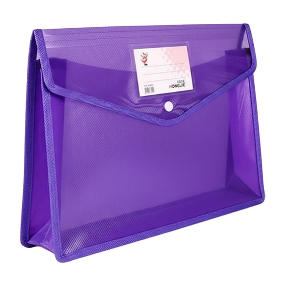 Purple A4 PP File Organizer with Snap Closure, 33x25x6cm, Expandable Pouch for Papers & Receipts (1pc)