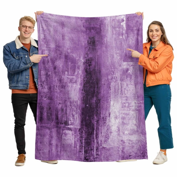 Purple Abstract Flannel Blanket for Bed,Travel and Camping, Art Graffiti Paint Style Super Soft Cozy Blanket for All Seasons 30"x40"