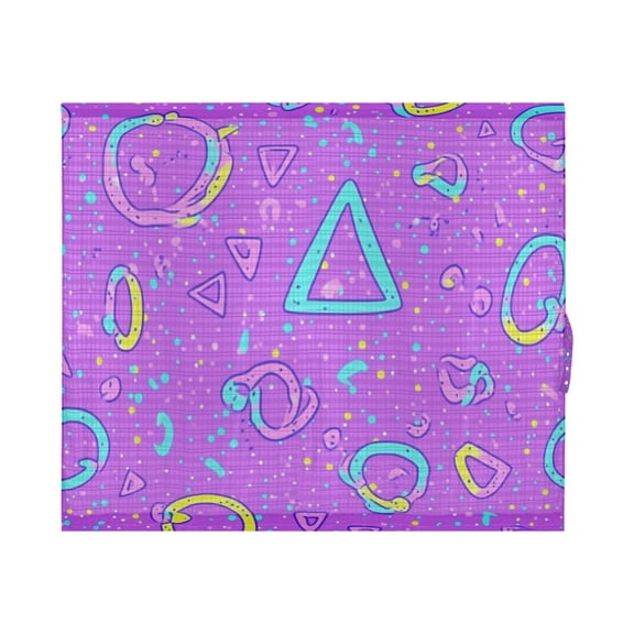 Purple Abstract Geometric Pattern Door Panels 25x72in Breathable Mesh Privacy UV Blocking with Tie Back