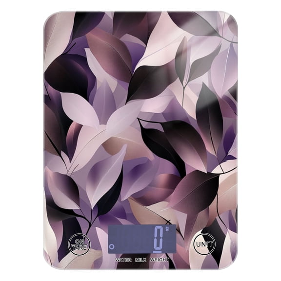 Purple Abstract Leaves Food Scale Digital Kitchen Scale Waterproof Grams Ounces lbs for For Baking and Cooking