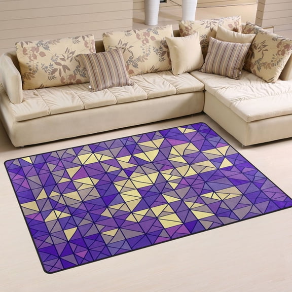 Purple Abstract Pattern Soft Polyester Area Rug 31''x20'', Non Slip, Memory Foam, Water Absorbent