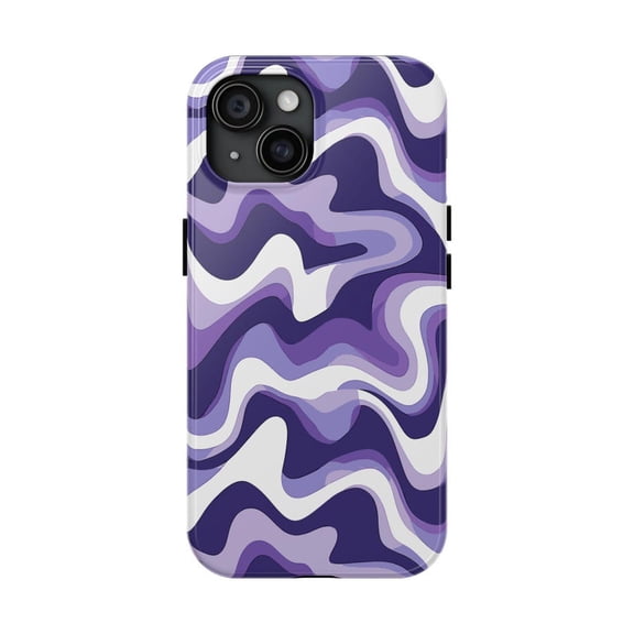 Purple Abstract Wave Lines Case for iPhone 11 12 13 14 15 16 17 Pro Max Plus