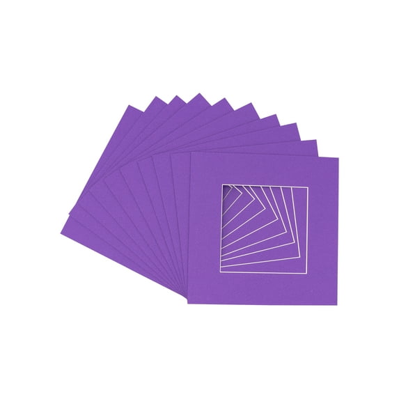 Purple Acid Free 12x12 Picture Frame Mats with White Core Bevel Cut for 8x8 Pictures - Fits 12x12