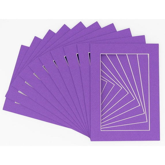 Purple Acid Free 13x19 Picture Frame Mats with White Core Bevel Cut for 11x14 Pictures - Fits 13x19