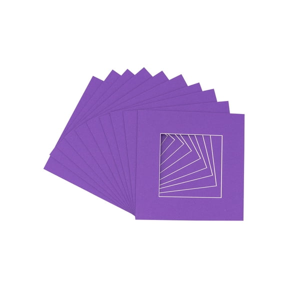 Purple Acid Free 20x20 Picture Frame Mats with White Core Bevel Cut for 12x12 Pictures - Fits 20x20