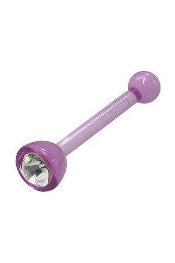 Purple Acrylic Nose Bone with Clear CZ Gem