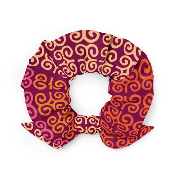 Purple Adinkra Symbol African Pattern Hair Scrunchie