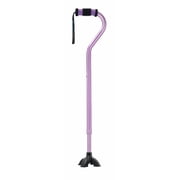 Purple Adjustable Cane for Men & Women - Lightweight & Sturdy Offset Walking Stick - w/Quadruple Tip - Mobility Aid for Elderly, Seniors
