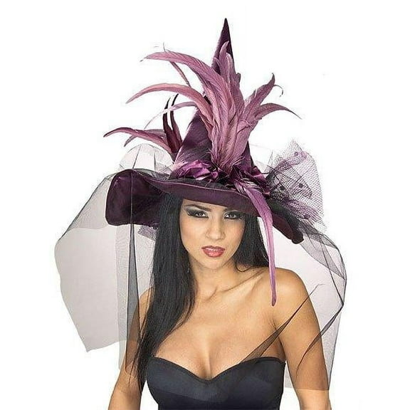 Purple Adult Hat with Feathers