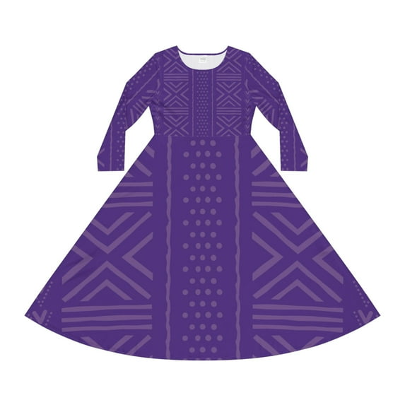 Purple African Print Dance Dress (Sizes:S;)