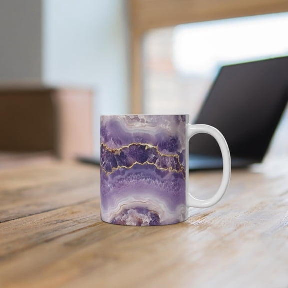 Purple Agate Mug, Purple Marbled Coffee Cup, Purple Geode Ceramic Mug, Beautiful Elegant Modern Mug, Geology Gift, Marbled Tea Cup.